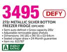 Defy 272Ltr Metallic Silver Bottom Freezer Fridge DFC409
