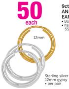 Sterling Silver 12mm Gypsy Per Pair