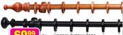 34mm Wooden Curtain Rods(Mid-Brown Or Ebony) 2m Rod