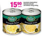 Rhodes Pineapple Pieces/Crush Or Rings-432g/440g-Each