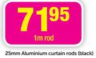 Decorland 25mm Aluminium 1m Curtain Rod(Black)