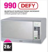 Defy 28Ltr Metallic Silver Electronic Microwave