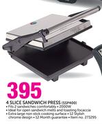 Sunbeam 4 Slice Sandwich Press SSP400