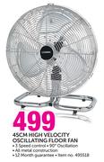 Logik 45cm High Velocity Oscillating Floor Fan