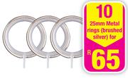 10 25mm Metal Rings(Brushed Silver)