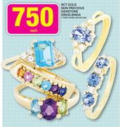 9ct Gold Semi Precious Gemstone Dress Rings-Each