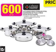 Always Home La Cusine 8 Piece Stainless Steel Cookware Set Plus 4 Piece Stove Plate Covers-Per Set
