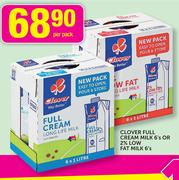 Clover Full Cream Milk-6's Or 2% Low Fat Milk-6's Per Pack