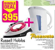Russell Hobbs Multi Steam Iron-14733 & Pineware 1.7ltr Auto Kettle-PAK834