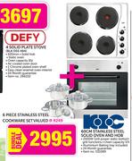 Kic 60cm Stainless Steel Solid Oven And Hob Plus 6 Piece Stainless Steel Cookware Set
