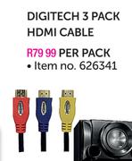 Digitech 3 Pack HDMI Cable-Per Pack..