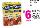 Purity Juices Assorted- 200ml Each