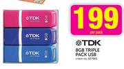 TDK 8GB Triple Pack USB-Per Pack