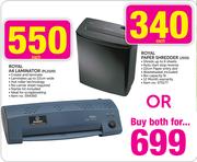 Royal Paper Shredder-JS55 & A4 Laminator-PL2100 