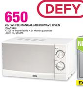 Defy 20ltr White Manual Microwave Oven-DMO348