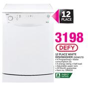 Defy 12 Place White Dishwasher-DDW173