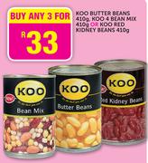 Koo Butter Beans-410g, Koo 4 Bean Mix-410g Or Koo Red Kidney Beans-410g