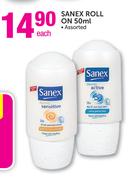 Sanex Roll On Assorted-50ml Each