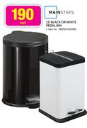 Mainstays 12ltr Black Or White Pedel Bin Each