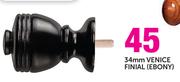 Decorland 34mm Venice Finial(Ebony)