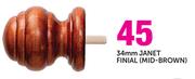 Decorland 34mm Janet Finial(Mid-Brown)