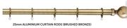 Decorland 25mm Aluminium Curtain Rods(Brushed Bronze)-1.5m