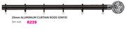 Decorland 25mm Aluminium Curtain Rods(Onyx)-3m