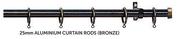 Decorland 25mm Aluminium Curtain Rods(Bronze)-1m