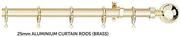 Decorland 25mm Aluminium Curtain Rods(Brass)-2m