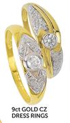 9ct Gold CZ Dress Rings Each