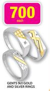 Gents 9ct Gold and Silver Rings Each