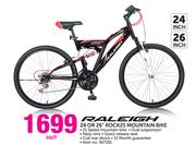 Raleigh 24 or 26" Rock25 Mountain Bike Each