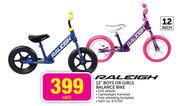 Raleigh 12" Boys or Girls Balance Bike Each