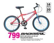 Backtrail Boys or Girls 16 or 20" Mountain Bikes Each