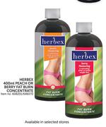Herbex Peach Or Berry Fat Burn Concentrate-400ml Each