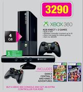 Xbox 360-4GB Kinect + 2 Games