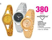 Monaco Ladies Analogue Watches Assorted Each