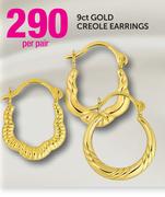 9ct Gold Creole Earrings-Per Pair