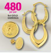 9ct Gold Earrings-Per Pair