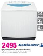 Kelvinator 14kg White Twin Tub Washing Machine