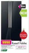 Russell Hobbs 516ltr Black Glass Finish Side By Side Fridge/Freezer-Fridge RHFR72