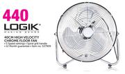 Logik 40cm High-Velocity Chrome Floor Fan