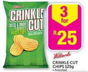 Willards Crinkle Cut Chips-3 x 125gm