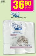 Great value 2 Ply Toilet Tissue-9's pack