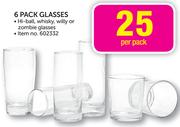 6 Pack Glasses-Per Pack