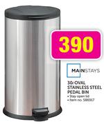 Mainstays 30L Oval Stainless Steel Pedal Bin