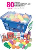 23 Piece Shopping Basket And Playfood Set- Per Set