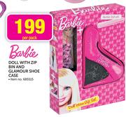 Barbie Doll With Zip Bin And Glamour Shoe Case- Per Pack