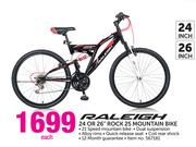 Raleigh 24 Or 26" Rock 25 Mountain Bike-Each