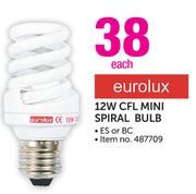 Eurolux 12W CFL Mini Spiral Bulb-Each